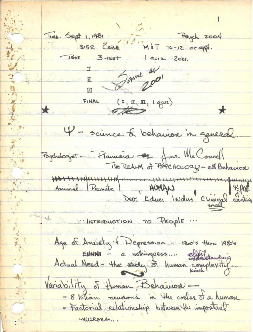 First Page of Timmons' Class Notes